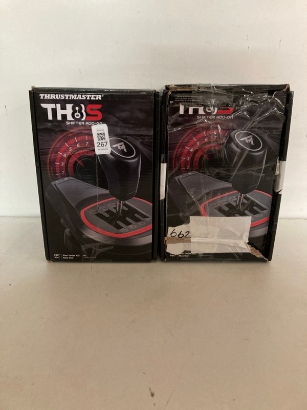 Lot 267  
            Nottingham SR2 - Delivery Only 

                
2 X THRUSTMASTER TH8S SHIFTER ADD-ON