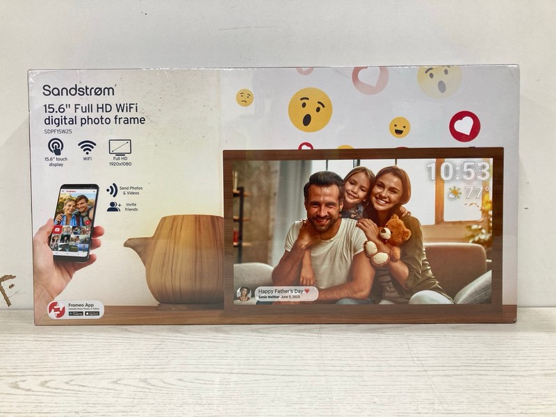 Lot 27  
            Nottingham SR2 - Delivery Only 

                
SANDSTROM 15.6" FULL HD WIFI DIGITAL PHOTO FRAME ORIGINAL RRP £149.99