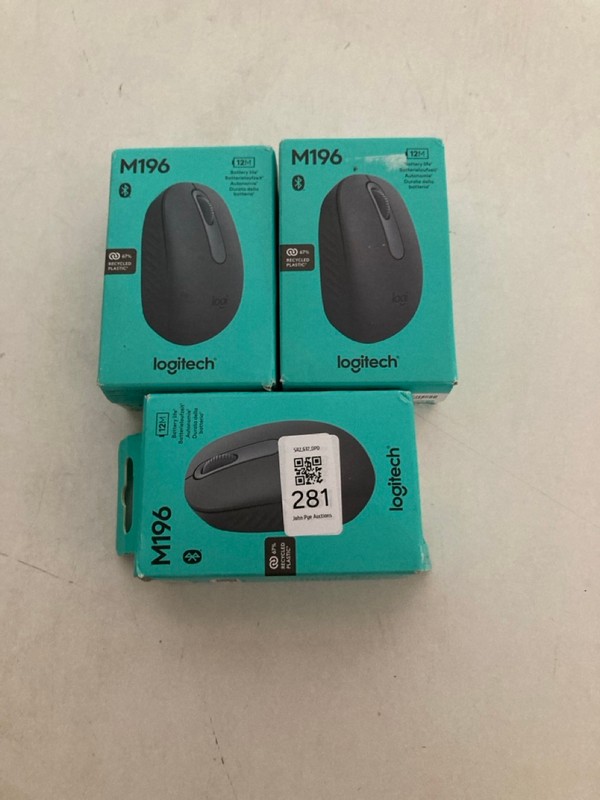 Lot 281  
            Nottingham SR2 - Delivery Only 

                
3 X LOGITECH M196 MOUSE