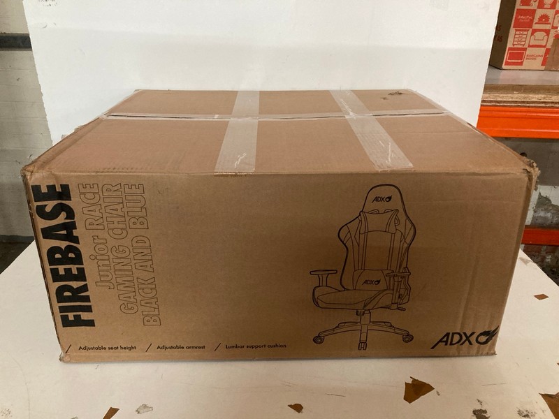 Lot 290  
            Nottingham SR2 - Delivery Only 

                
ADX FIREBASE JUNIOR RACE GAMING CHAIR BLACK AND BLUE