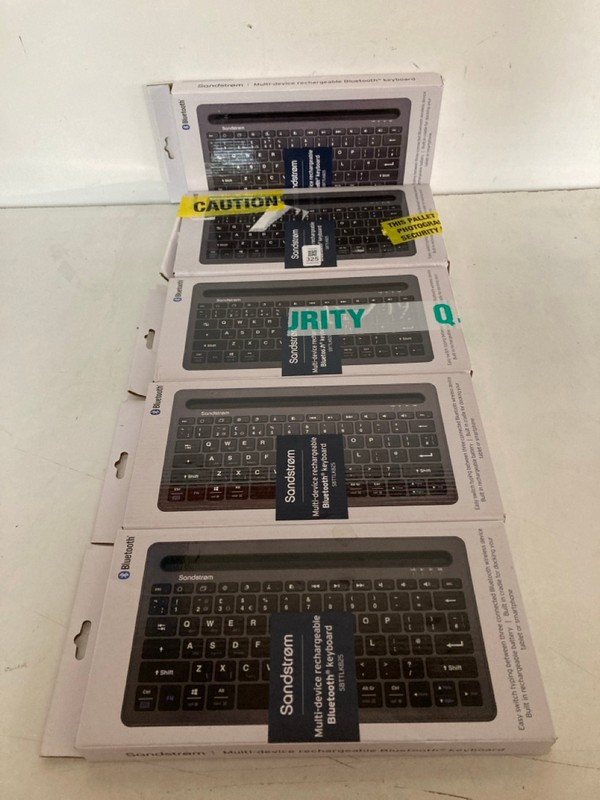 Lot 325  
            Nottingham SR2 - Delivery Only 

                
5 X SANDSTROM MULTI-DEVICE RECHARGEABLE BLUETOOTH KEYBOARD