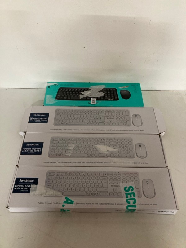Lot 334  
            Nottingham SR2 - Delivery Only 

                
4 X KEYBOARDS INC COMPACT WIRELESS MOUSE AND KEYBOARD