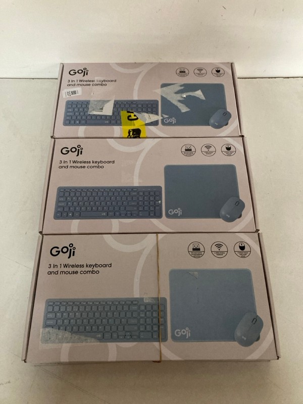 Lot 337  
            Nottingham SR2 - Delivery Only 

                
3 X GOJI 3 IN 1 WIRELESS KEYBOARD AND MOUSE COMBO