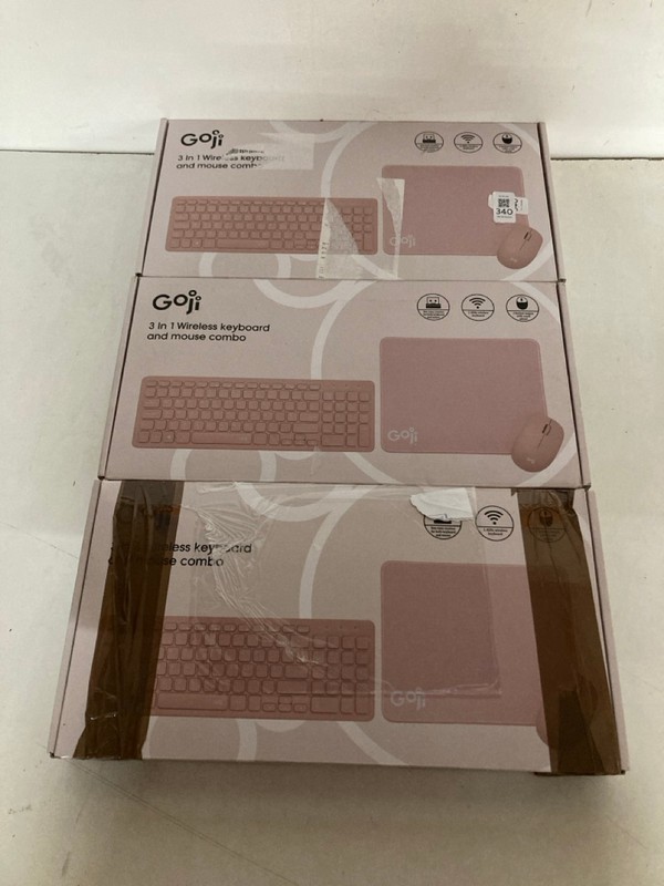 Lot 340  
            Nottingham SR2 - Delivery Only 

                
3 X GOJI 3 IN 1 WIRELESS KEYBOARD AND MOUSE COMBO