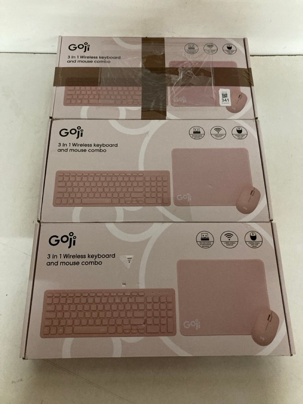 Lot 341  
            Nottingham SR2 - Delivery Only 

                
3 X GOJI 3 IN 1 WIRELESS KEYBOARD AND MOUSE COMBO
