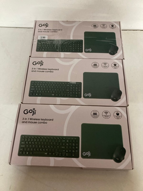 Lot 345  
            Nottingham SR2 - Delivery Only 

                
3 X GOJI 3 IN 1 WIRELESS KEYBOARD AND MOUSE COMBO