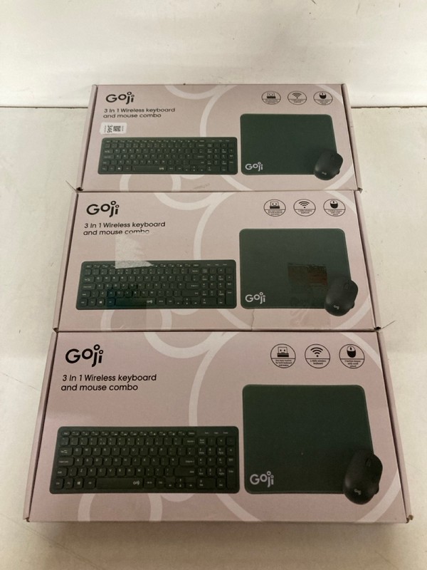 Lot 346  
            Nottingham SR2 - Delivery Only 

                
3 X GOJI 3 IN 1 WIRELESS KEYBOARD AND MOUSE COMBO