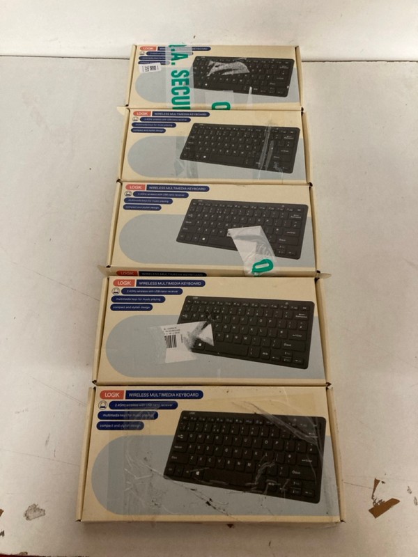 Lot 351  
            Nottingham SR2 - Delivery Only 

                
5 X LOGIK WIRELESS MULTIMEDIA KEYBOARD