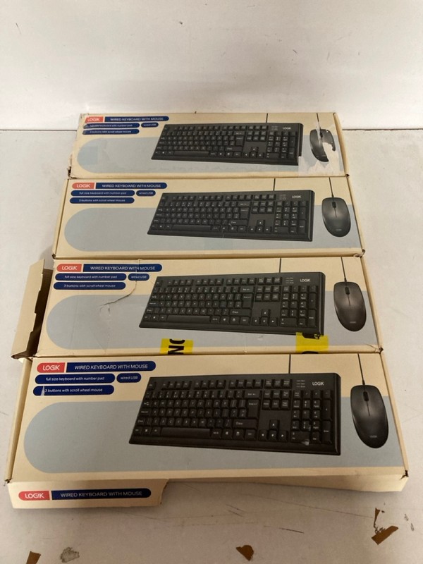 Lot 352  
            Nottingham SR2 - Delivery Only 

                
4 X LOGIK WIRED KEYBOARD WITH MOUSE