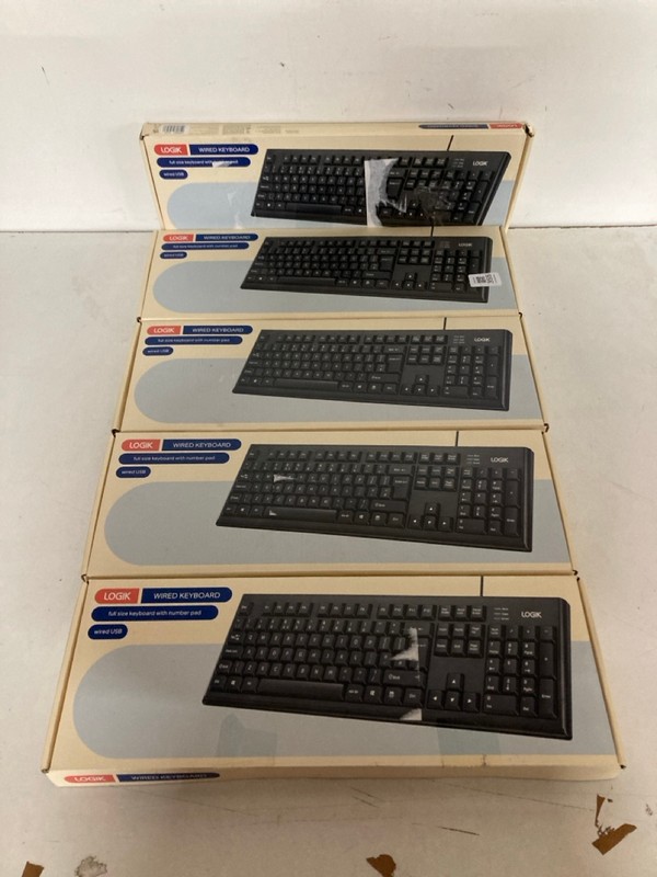 Lot 355  
            Nottingham SR2 - Delivery Only 

                
5 X LOGIK WIRED KEYBOARD