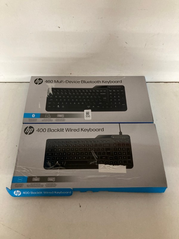 Lot 356  
            Nottingham SR2 - Delivery Only 

                
2 X HP 460 MULTI-DEVICE BLUETOOTH KEYBOARD