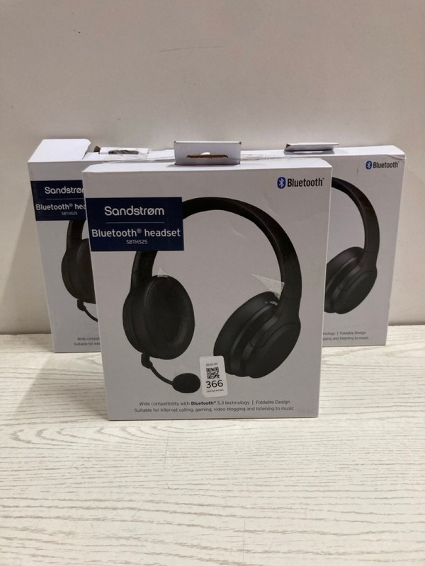 Lot 366  
            Nottingham SR2 - Delivery Only 

                
3 X SANDSTROM BLUETOOTH HEADSET