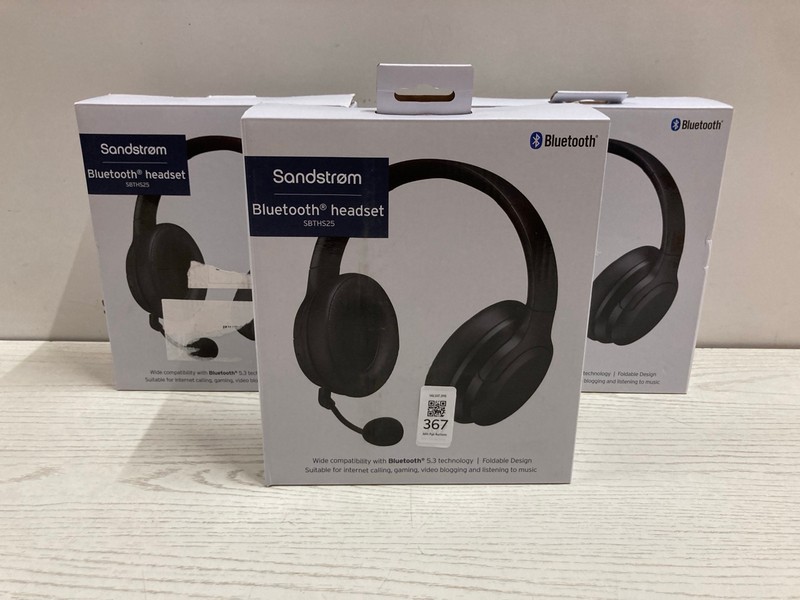 Lot 367  
            Nottingham SR2 - Delivery Only 

                
3 X SANDSTROM BLUETOOTH HEADSET