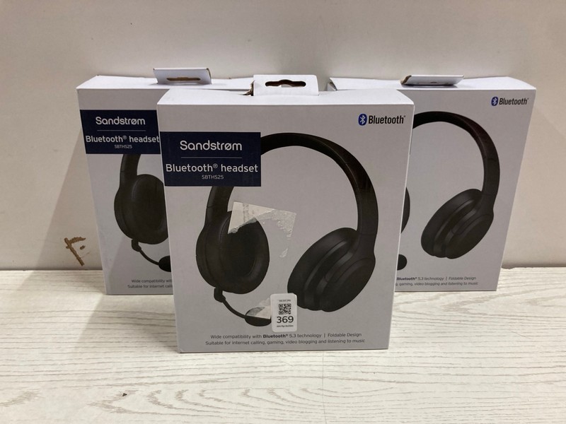Lot 369  
            Nottingham SR2 - Delivery Only 

                
3 X SANDSTROM BLUETOOTH HEADSET