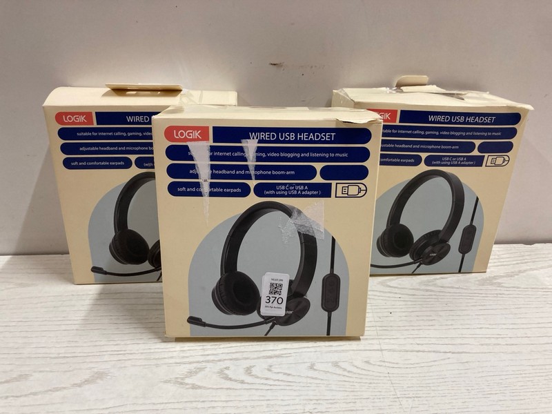 Lot 370  
            Nottingham SR2 - Delivery Only 

                
3 X LOGIK WIRED USB HEADSET