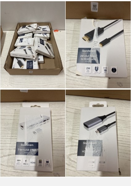 Lot 389  
            Nottingham SR2 - Delivery Only 

                
BOX OF SANDSTROM ITEMS INC 1M USB TYPE C TO HDMI CABLE