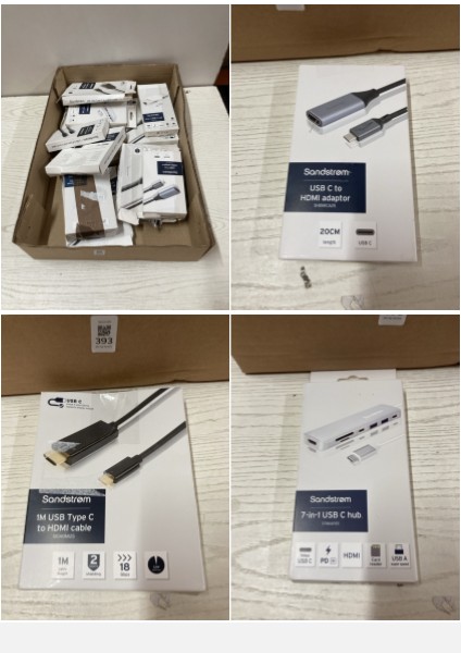 Lot 393  
            Nottingham SR2 - Delivery Only 

                
BOX OF SANDSTROM ITEMS INC 2M USB TYPE C TO HDMI CABLE