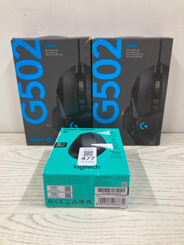 Lot 477  
            Nottingham SR2 - Delivery Only 

                
3 X MOUSES LOGITECH M330 SILENT