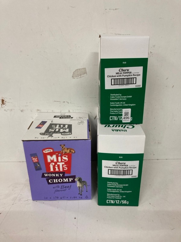 Lot 496  
            Nottingham SR2 - Delivery Only 

                
4 X DOG FOOD ITEMS INC CHURU MEALTOPPER CHICKEN WITH PUMPKIN RICE