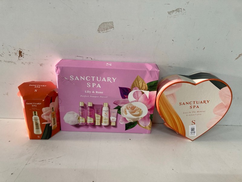 Lot 519  
            Nottingham SR2 - Delivery Only 

                
3 X SANCTUARY SPA ITEMS INC SIGNATURE ME TIME MININS