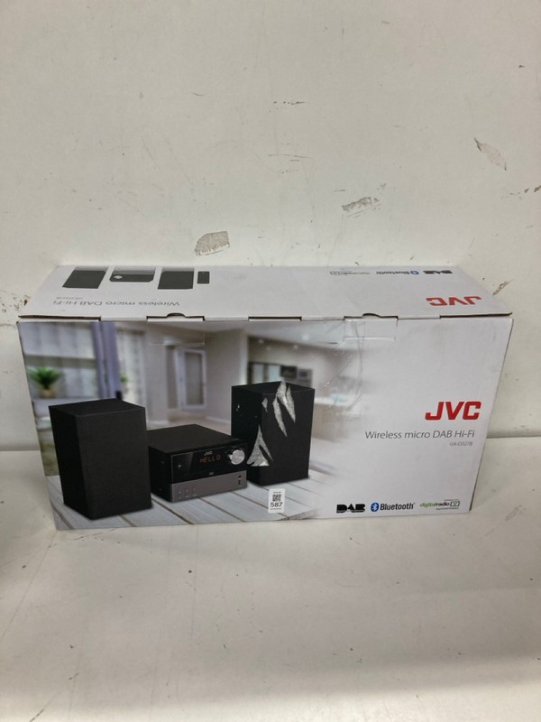 Lot 587  
            Nottingham SR2 - Delivery Only 

                
JVC WIRELESS MICRO DAB HI-FI MODEL NO: UX-D327B