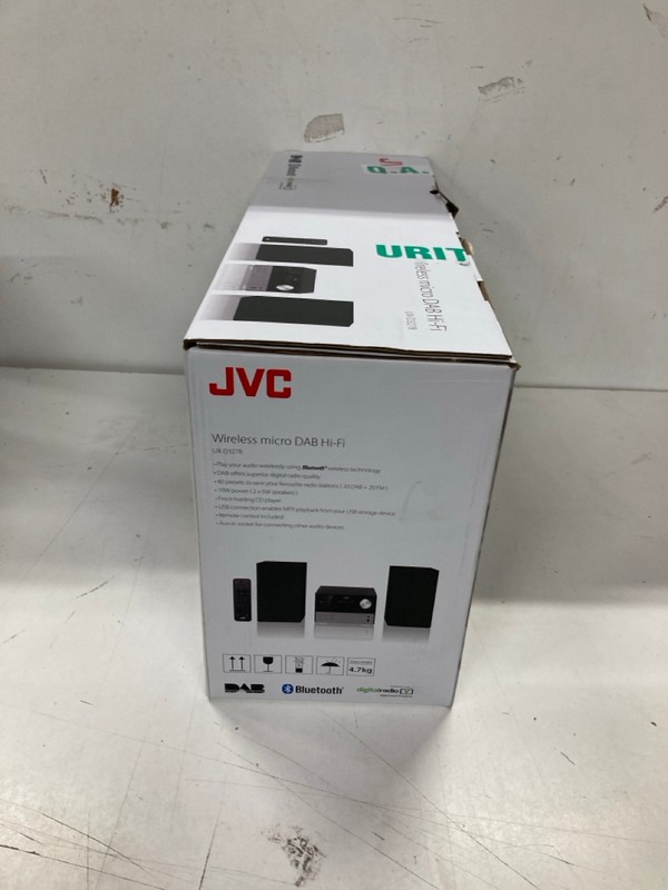 Lot 591  
            Nottingham SR2 - Delivery Only 

                
JVC WIRELESS MICRO DAB HI-FI MODEL NO: UX-D327B
