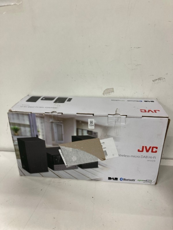 Lot 594  
            Nottingham SR2 - Delivery Only 

                
JVC WIRELESS MICRO DAB HI-FI MODEL NO: UX-D327B