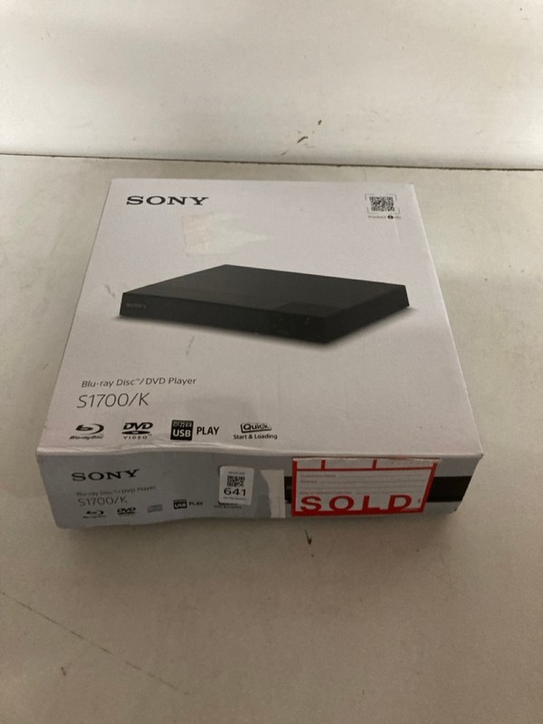 Lot 641  
            Nottingham SR2 - Delivery Only 

                
SONY BLU-RAY DISC/DVD PLAYER S1700/K