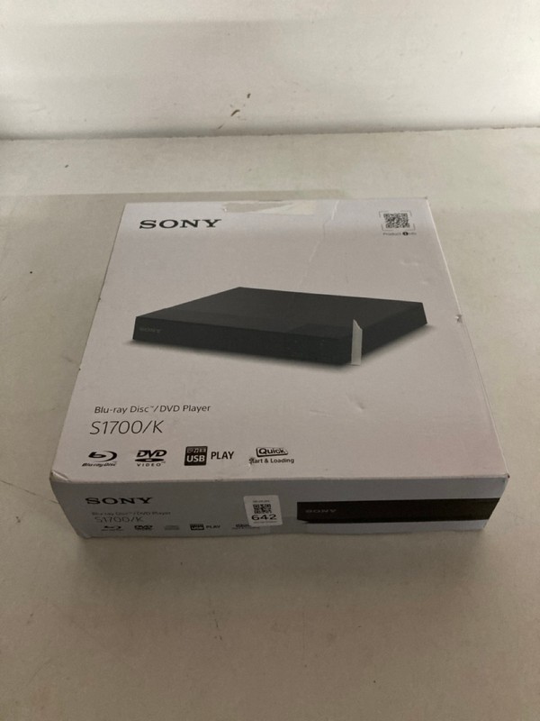 Lot 642  
            Nottingham SR2 - Delivery Only 

                
SONY BLU-RAY DISC/DVD PLAYER S1700/K