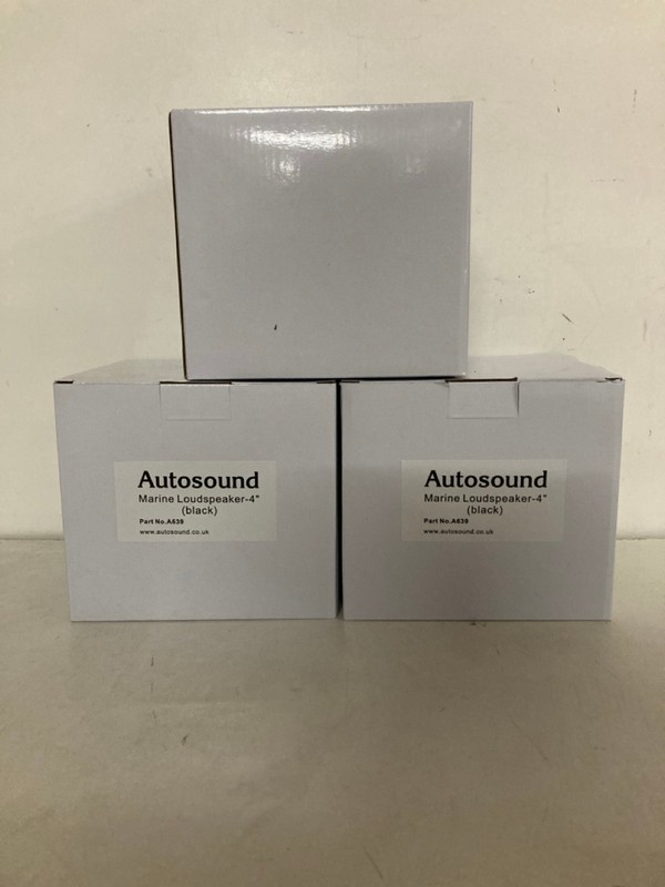 Lot 80  
            Nottingham SR2 - Delivery Only 

                
3 X AUTOSOUND MARINE LOUDSPEAKER 4"