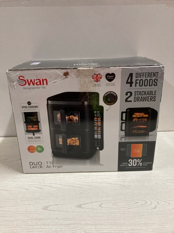 Lot 90  
            Nottingham SR2 - Delivery Only 

                
SWAN 2 STACKABLE DRAWERS AIR FRYER