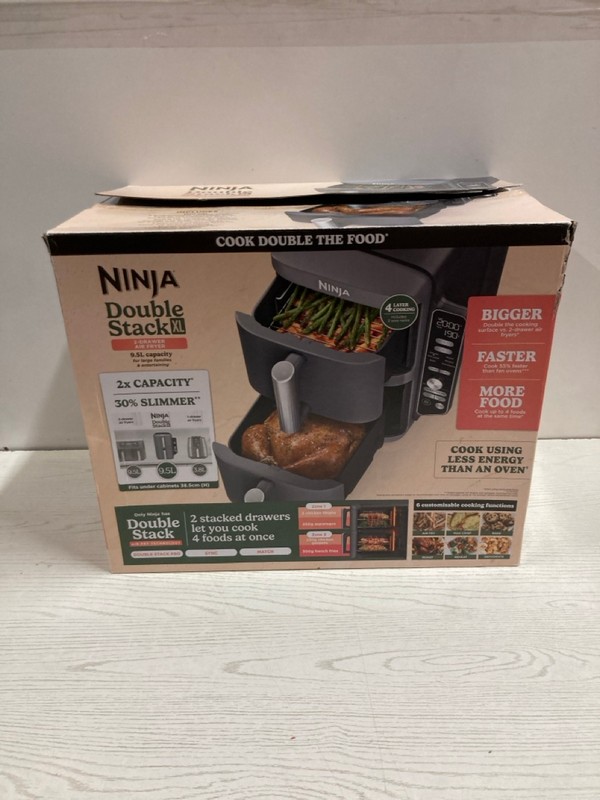 Lot 92  
            Nottingham SR2 - Delivery Only 

                
NINJA DOUBLE STACK XL 2-DRAWER AIR FRYER