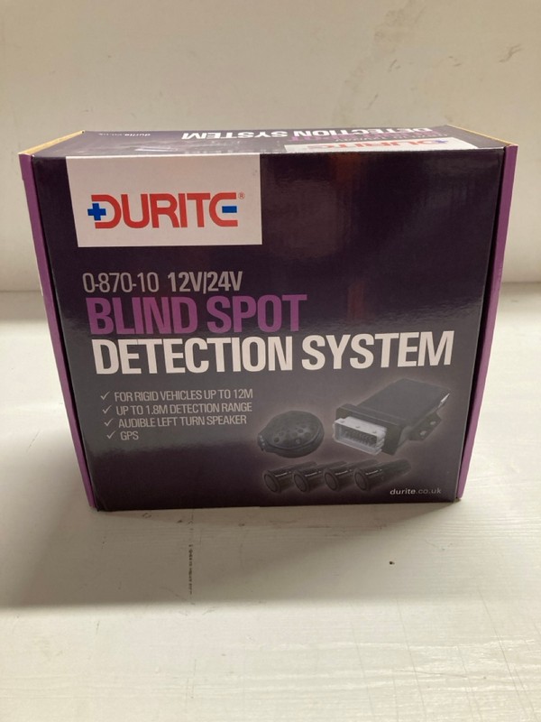 Lot 187  
            Nottingham SR3 - Delivery Only 

                
DURITE 0-870-10 BLIND SPOT DETECTION SYSTEM WITH LEFT TURN SPEAKER 12/24V PN: 0 8...