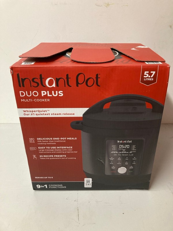 Lot 241  
            Nottingham SR3 - Delivery Only 

                
INSTANT POT DUO PLUS MULTI-COOKER 9-IN-1