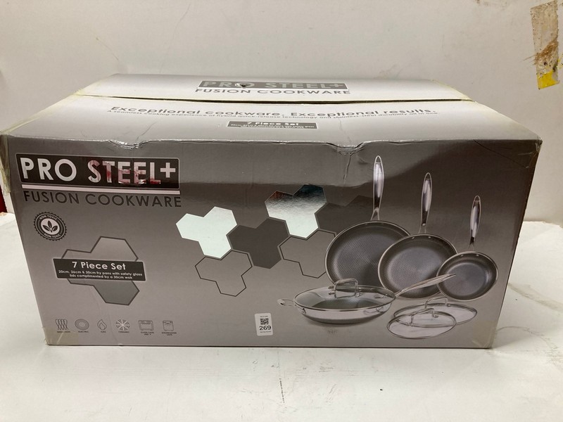 Lot 269  
            Nottingham SR3 - Delivery Only 

                
PRO STEEL+ FUSION COOKWARE 7-PIECE SET