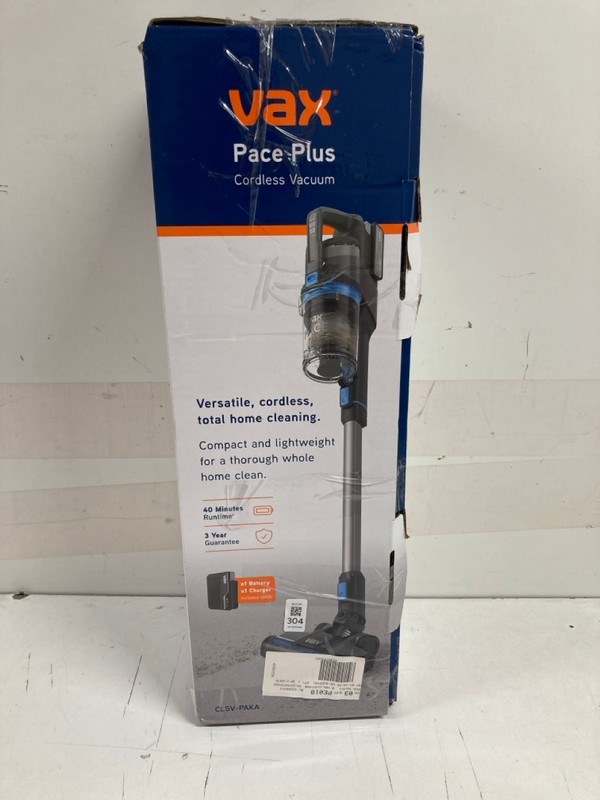 Lot 304  
            Nottingham SR3 - Delivery Only 

                
VAX PACE PLUS CORDLESS VACUUM