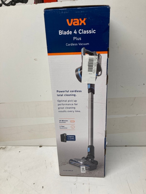 Lot 306  
            Nottingham SR3 - Delivery Only 

                
VAX BLADE 4 CLASSIC PLUS CORDLESS VACUUM