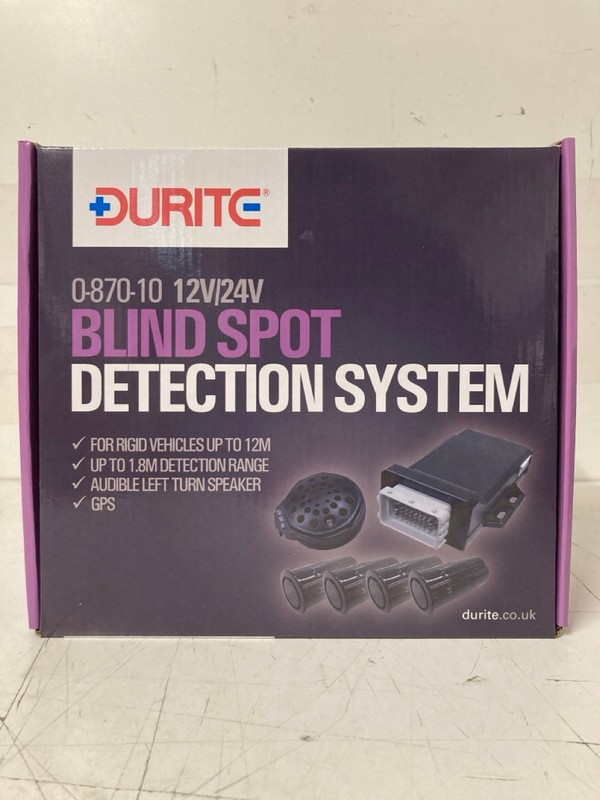 Lot 35  
            Nottingham SR3 - Delivery Only 

                
DURITE 0-870-10 BLIND SPOT DETECTION SYSTEM WITH LEFT TURN SPEAKER 12/24V PN: 0 8...