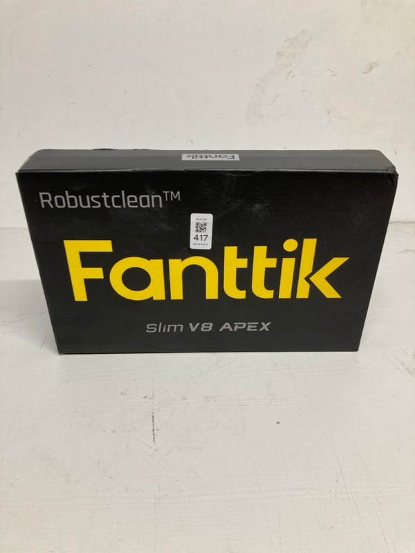 Lot 417  
            Nottingham SR3 - Delivery Only 

                
ROBUST CLEAN FANTTIK SLIM V8 APEX HAND HELD VACUUM CLEANER