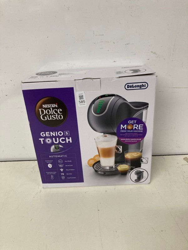 Lot 585  
            Nottingham SR3 - Delivery Only 

                
DELONGHI NESCAFE DOLCE GUSTO GENIO S TOUCH