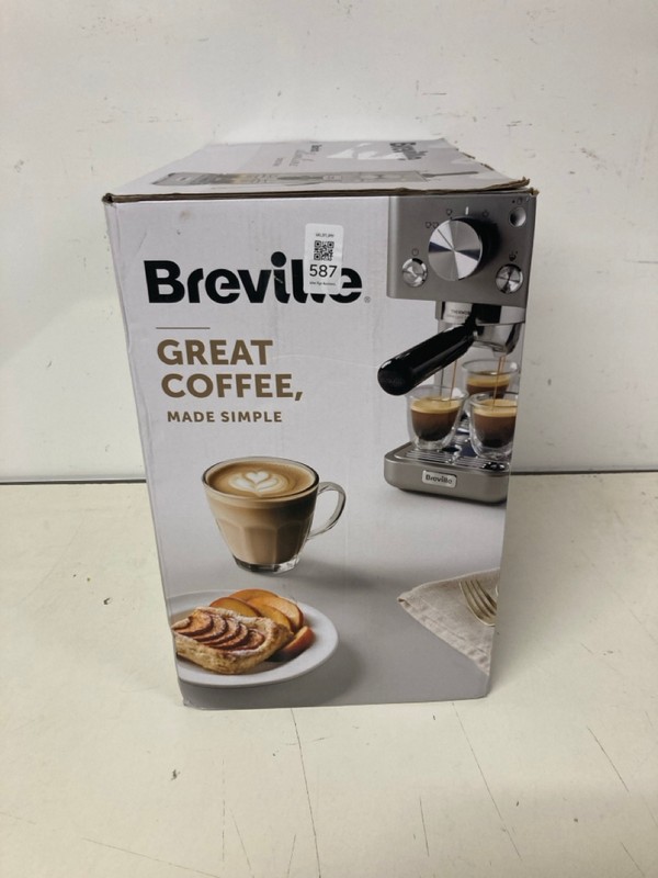 Lot 587  
            Nottingham SR3 - Delivery Only 

                
BREVILLE BARISTA SLIMLINE ESPRESSO MAKER