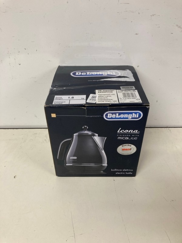 Lot 595  
            Nottingham SR3 - Delivery Only 

                
DELONGHI ICONA ELECTRIC KETTLE