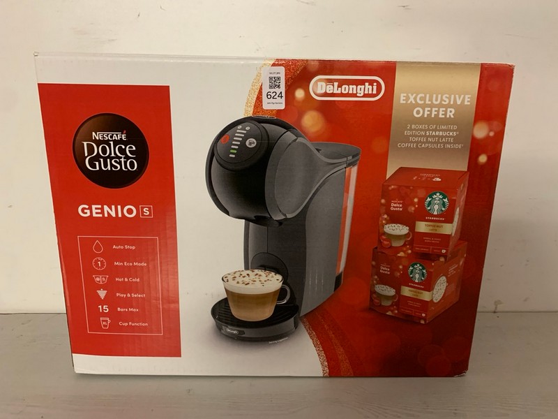Lot 624  
            Nottingham SR3 - Delivery Only 

                
NESCAFE DOLCE GUSTO GENIO COFFEE MACHINE