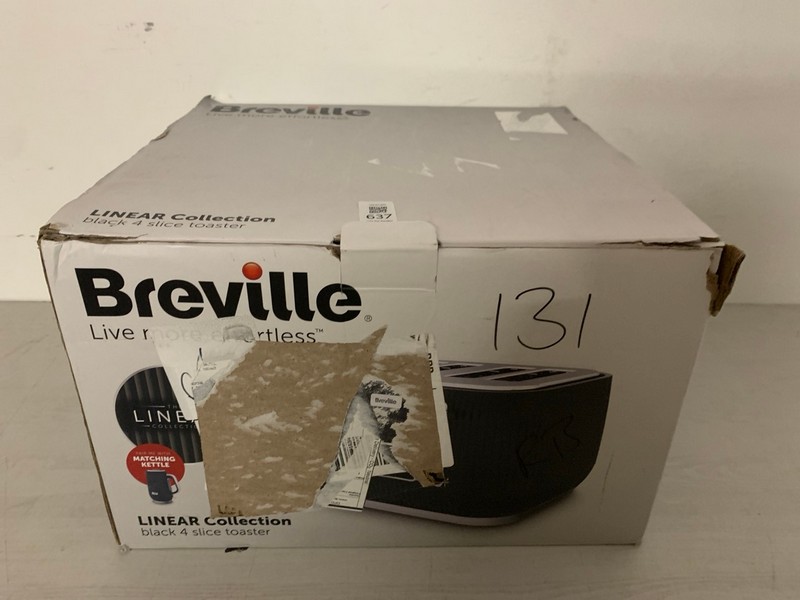 Lot 637  
            Nottingham SR3 - Delivery Only 

                
BREVILLE LINEAR COLLECTION 4 SLICE TOASTER