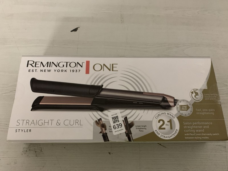 Lot 639  
            Nottingham SR3 - Delivery Only 

                
REMINGTON ONE STRAIGHT AND CURL STYLER