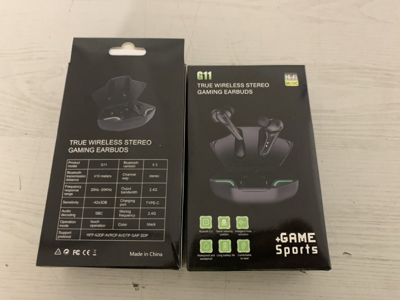 Lot 675  
            Nottingham SR3 - Delivery Only 

                
2 X G11 TRUE WIRELESS STEREO GAMING EARBUDS