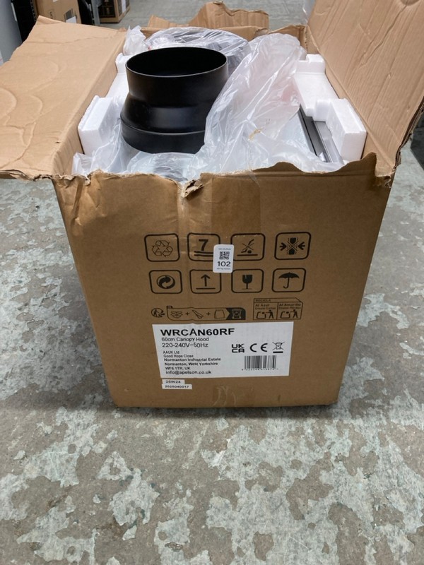 Lot 102  
            Nottingham SR4 - Delivery Or Collection 

                
UNBRANDED COOKER HOOD MODEL: WRCAN60RF