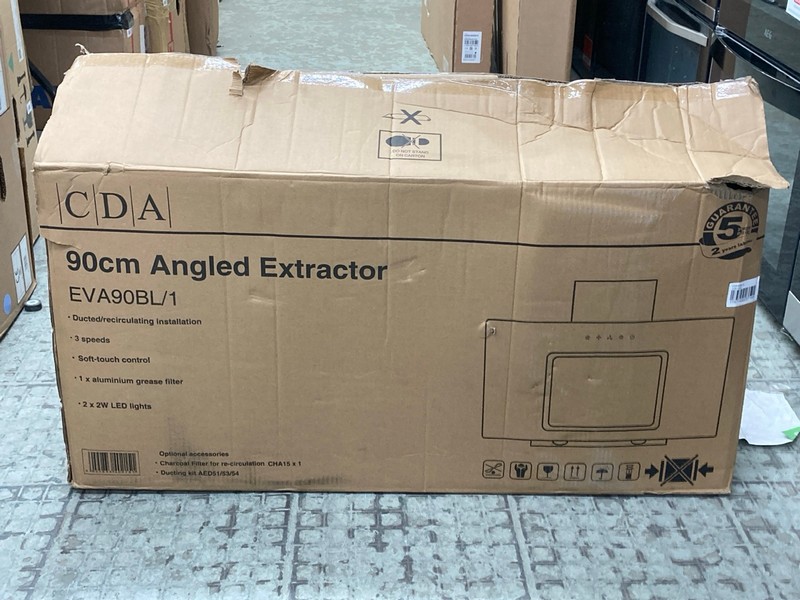 Lot 158  
            Nottingham SR4 - Delivery Or Collection 

                
CDA 90CM ANGLED COOKER HOOD MODEL: EVA90BL