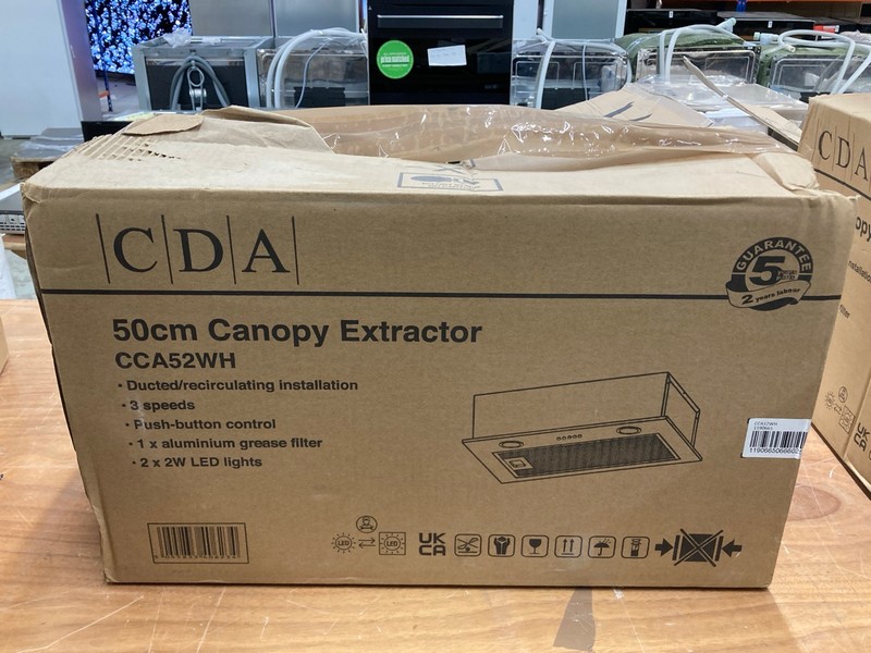 Lot 161  
            Nottingham SR4 - Delivery Or Collection 

                
CDA COOKER HOOD MODEL: CCA52WH