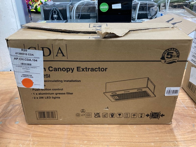 Lot 162  
            Nottingham SR4 - Delivery Or Collection 

                
CDA COOKER HOOD MODEL: CCA52SI